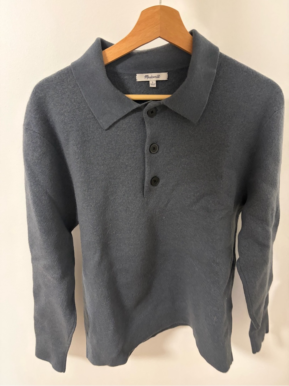 Madewell Men's Long-Sleeve Polo Sweater in Slate Blue
